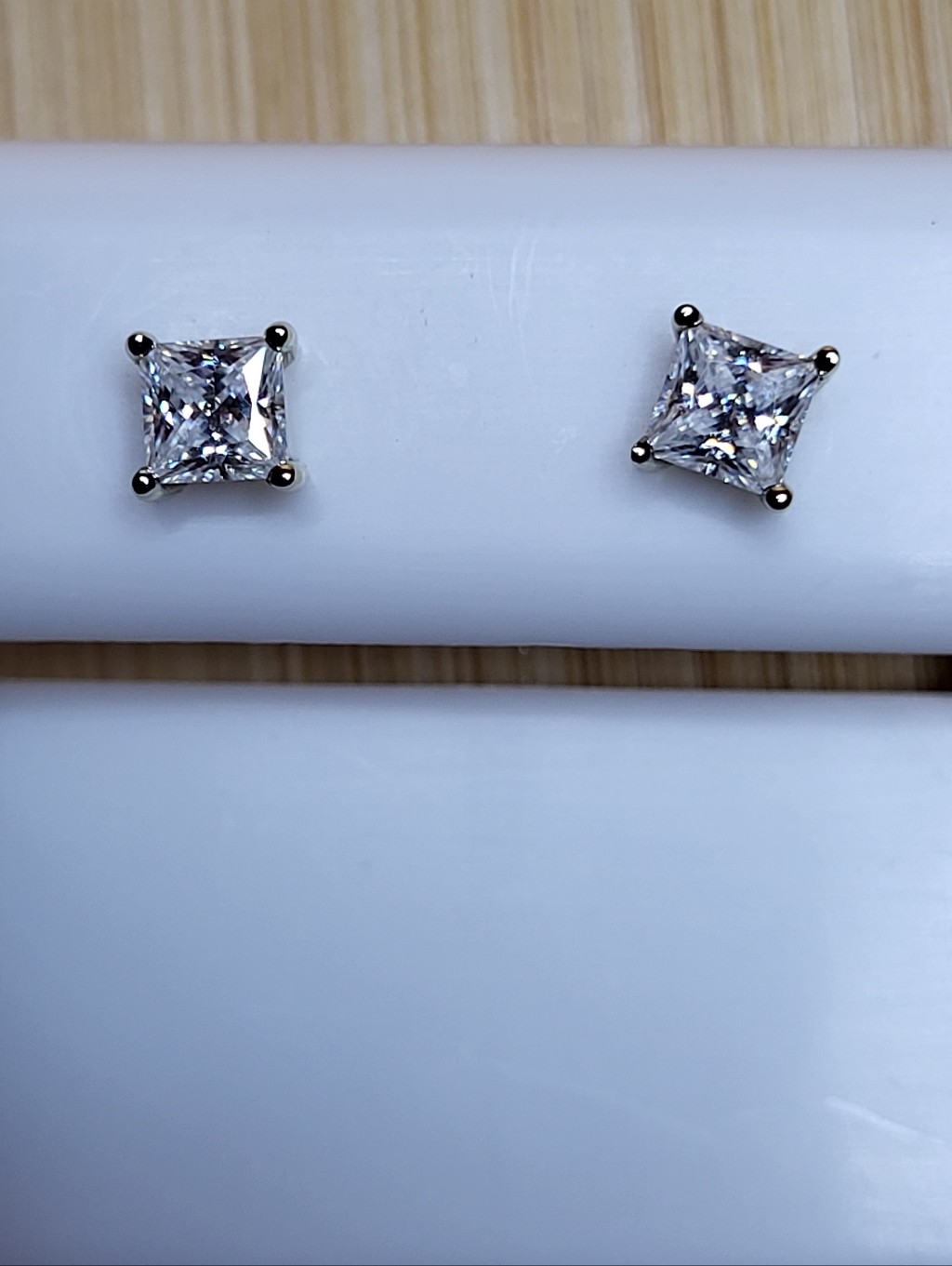 Princess Cut 1ctw Moissanite Stud Earrings, 14k Gold Plated 925 Sterling Silver